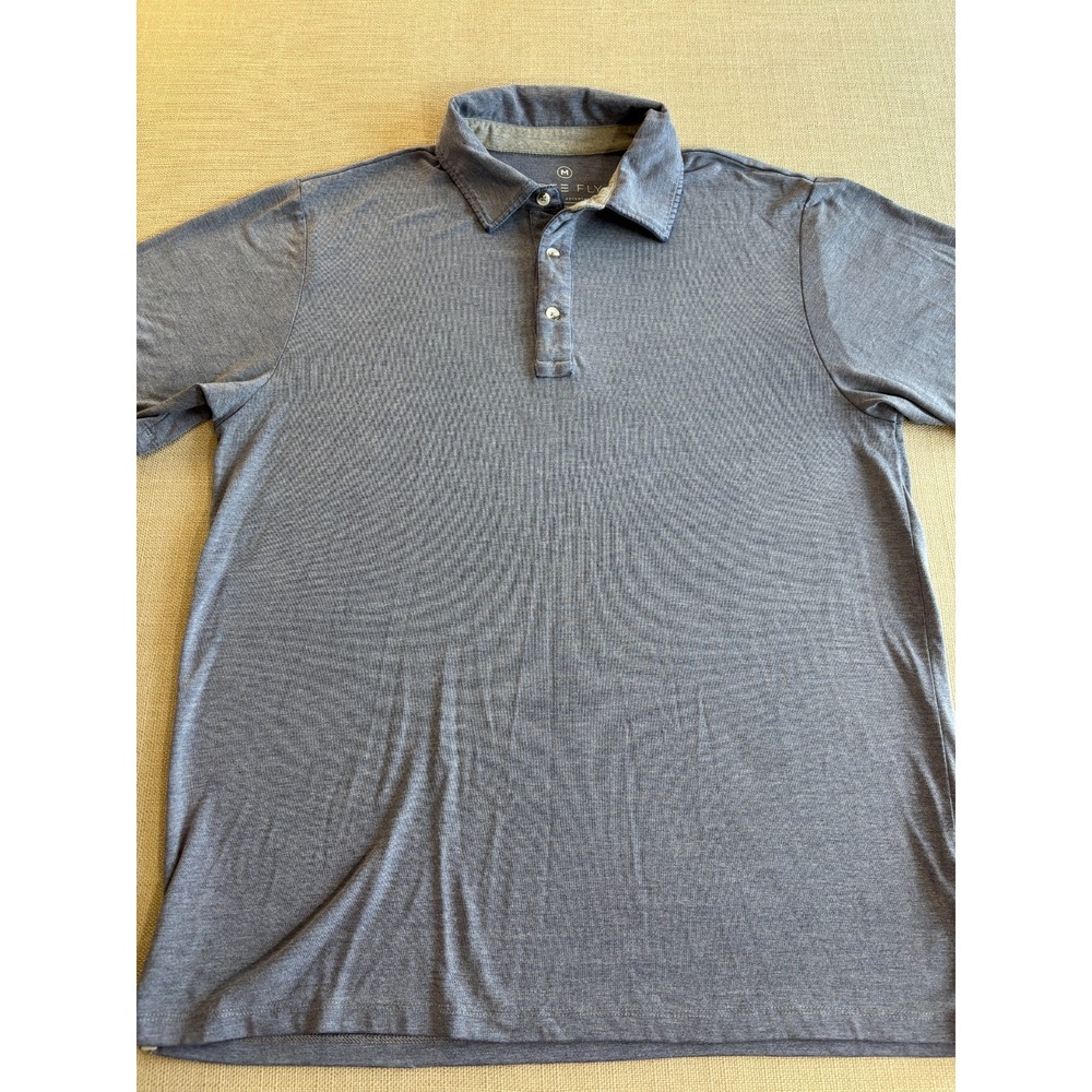 Free Fly Men's Bamboo Heather Blue/Gray Short Sleeve Performane Golf Polo Size M